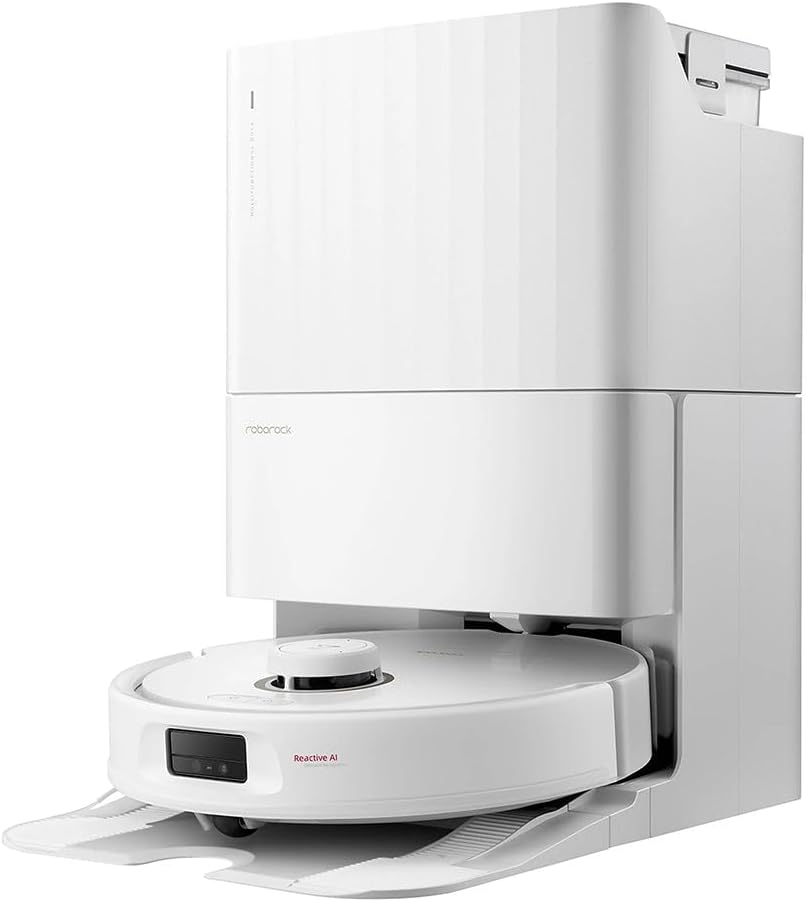 Roborock Q Revo MaxV robot vacuum on dock